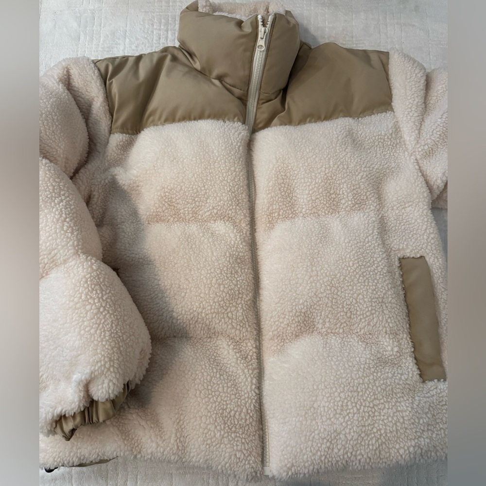 DAZY Cream and Tan Sherpa Jacket